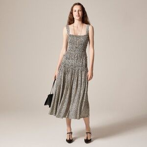 BNWT J.Crew well Smocked midi dress in spot print made sz MEDIUM